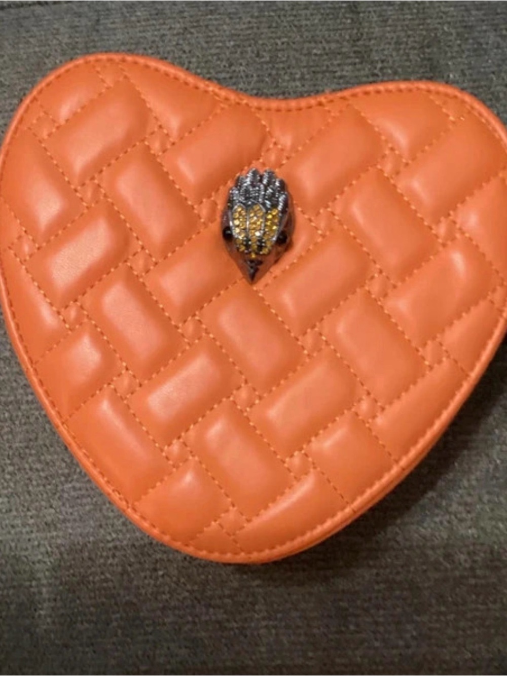 Quilted Heart Crossbody Bag in Orange